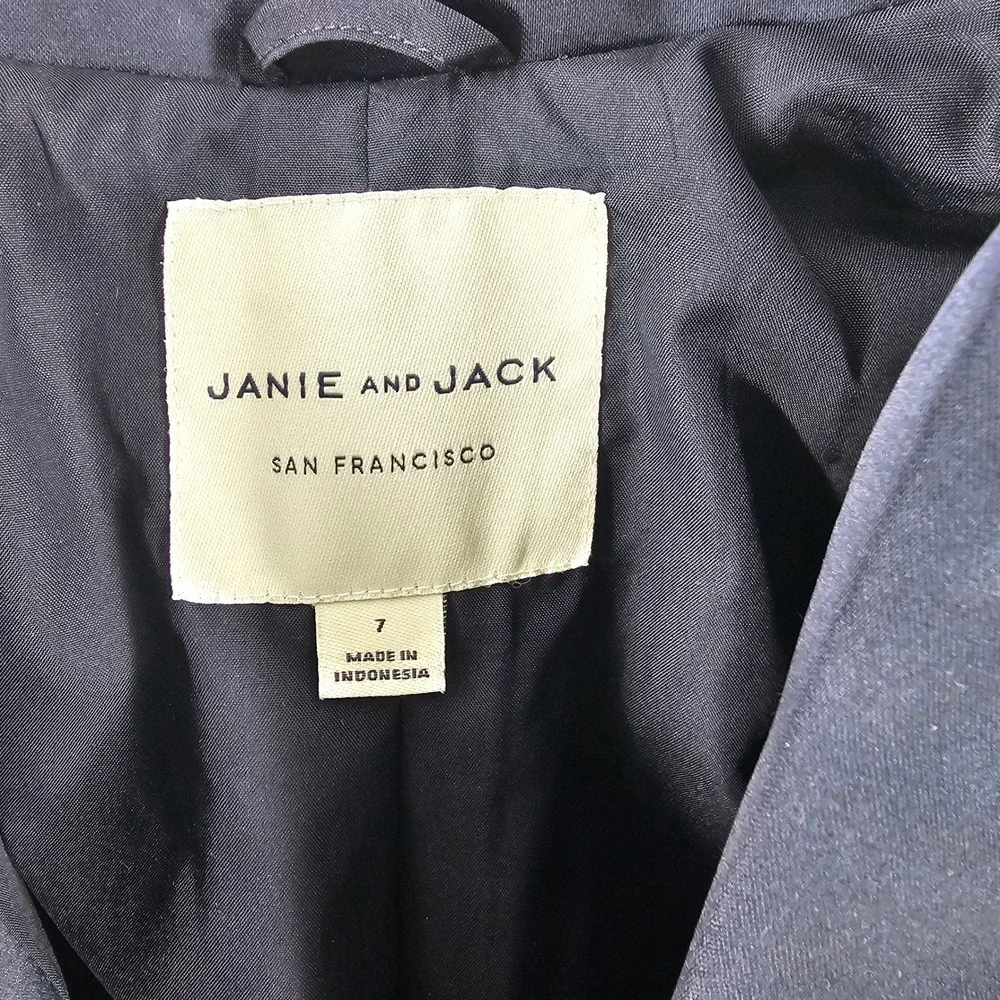 Janie and Jack Blazer Girls 7 Navy Velvet Peplum Tuxedo Holiday Formal Party